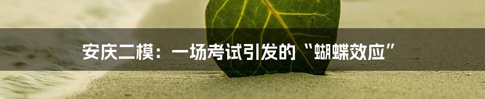 安庆二模:一场考试引发的“蝴蝶效应”