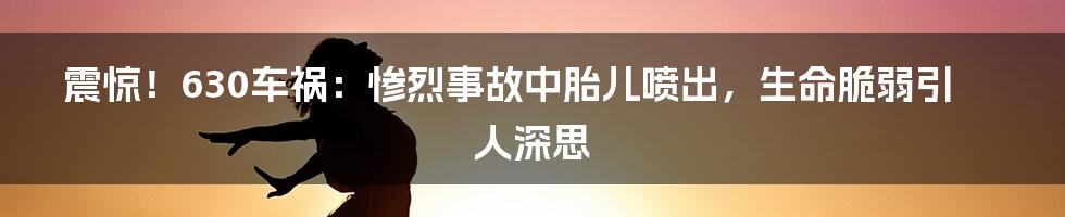 震惊！630车祸：惨烈事故中胎儿喷出，生命脆弱引人深思