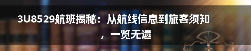 3U8529航班揭秘:从航线信息到旅客须知,一览无遗