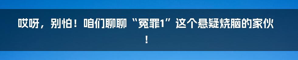 哎呀,别怕!咱们聊聊“冤罪1”这个悬疑烧脑的家伙!