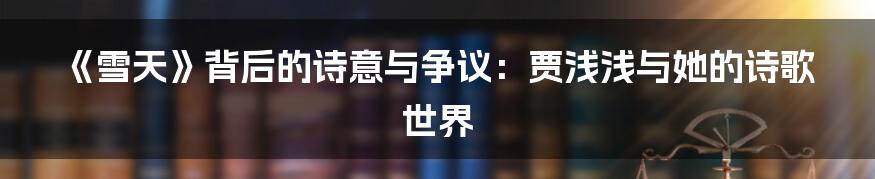 《雪天》背后的诗意与争议:贾浅浅与她的诗歌世界