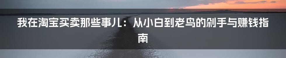 我在淘宝买卖那些事儿：从小白到老鸟的剁手与赚钱指南