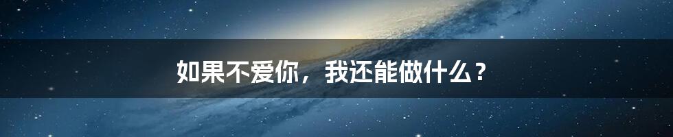 如果不爱你，我还能做什么？