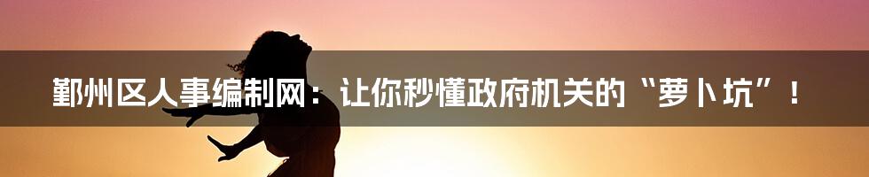 鄞州区人事编制网:让你秒懂政府机关的“萝卜坑”!