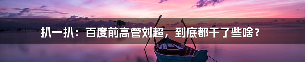 扒一扒:百度前高管刘超,到底都干了些啥?