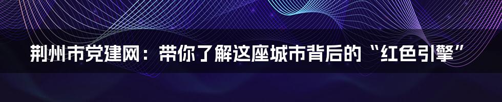荆州市党建网：带你了解这座城市背后的“红色引擎”