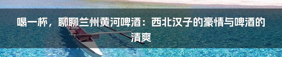 喝一杯,聊聊兰州黄河啤酒:西北汉子的豪情与啤酒的清爽
