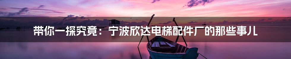 带你一探究竟：宁波欣达电梯配件厂的那些事儿
