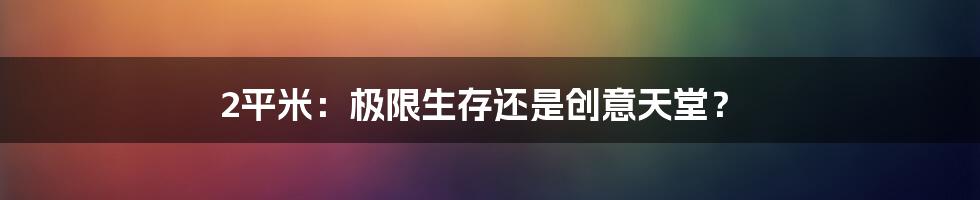 2平米:极限生存还是创意天堂?