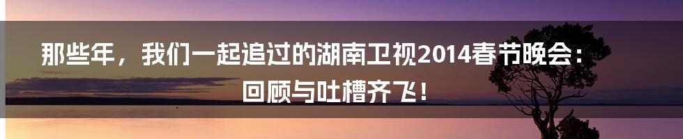 那些年,我们一起追过的湖南卫视2014春节晚会:回顾与吐槽齐飞!
