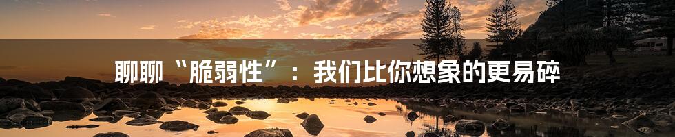 聊聊“脆弱性”:我们比你想象的更易碎