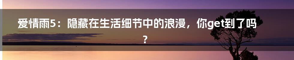 爱情雨5：隐藏在生活细节中的浪漫，你get到了吗？