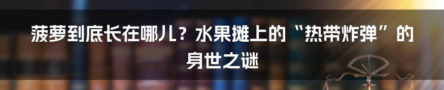 菠萝到底长在哪儿？水果摊上的“热带炸弹”的身世之谜