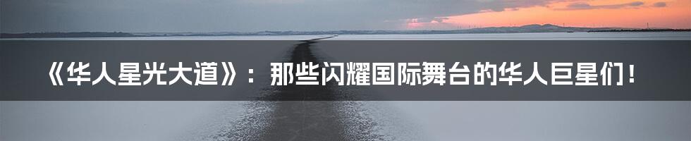 《华人星光大道》:那些闪耀国际舞台的华人巨星们!