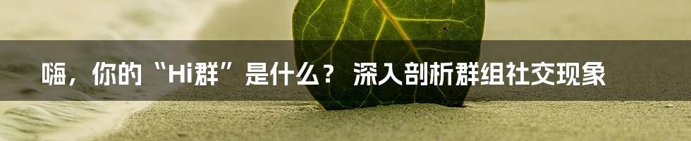 嗨，你的“Hi群”是什么？ 深入剖析群组社交现象