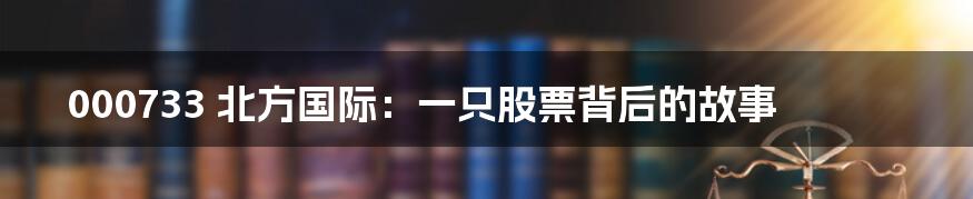000733 北方国际:一只股票背后的故事