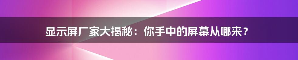 显示屏厂家大揭秘:你手中的屏幕从哪来?