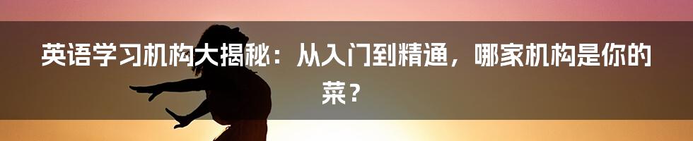 英语学习机构大揭秘:从入门到精通,哪家机构是你的菜?