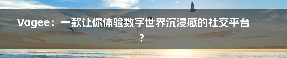 Vagee:一款让你体验数字世界沉浸感的社交平台?