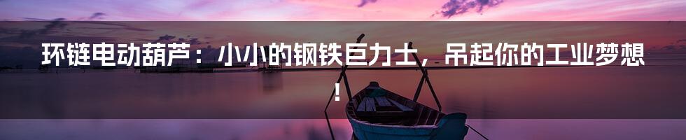 环链电动葫芦:小小的钢铁巨力士,吊起你的工业梦想!