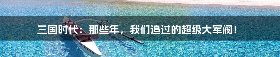三国时代:那些年,我们追过的超级大军阀!