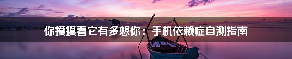 你摸摸看它有多想你:手机依赖症自测指南