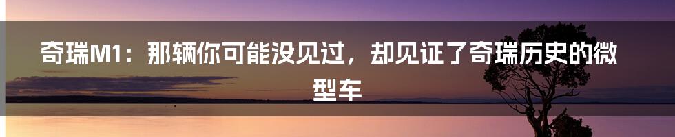 奇瑞M1:那辆你可能没见过,却见证了奇瑞历史的微型车