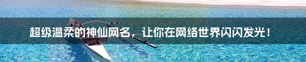 超级温柔的神仙网名,让你在网络世界闪闪发光!