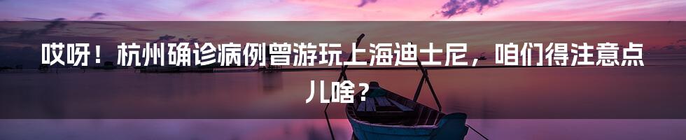 哎呀!杭州确诊病例曾游玩上海迪士尼,咱们得注意点儿啥?