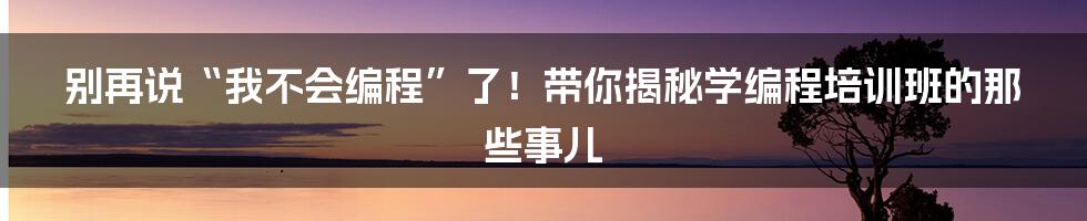 别再说“我不会编程”了!带你揭秘学编程培训班的那些事儿