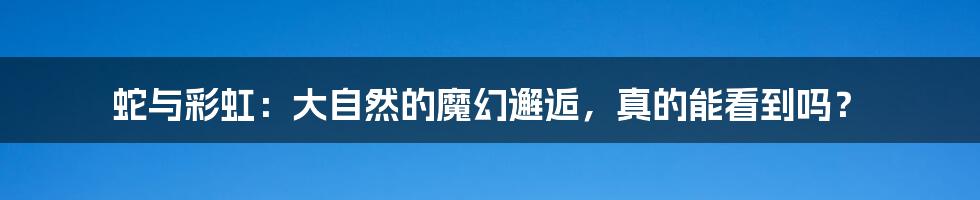 蛇与彩虹:大自然的魔幻邂逅,真的能看到吗?