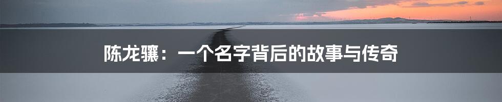 陈龙骧：一个名字背后的故事与传奇