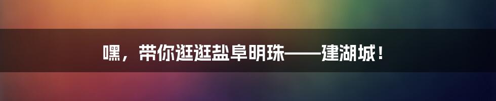 嘿,带你逛逛盐阜明珠——建湖城!
