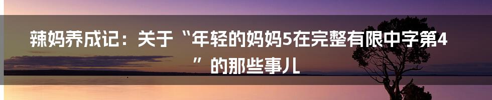 辣妈养成记：关于“年轻的妈妈5在完整有限中字第4”的那些事儿