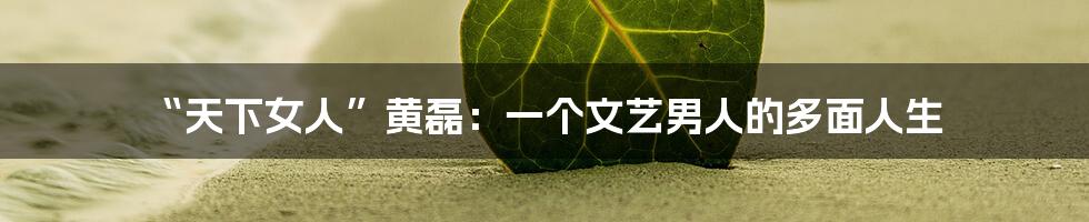 “天下女人”黄磊：一个文艺男人的多面人生