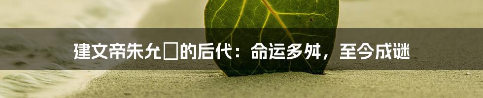 建文帝朱允炆的后代:命运多舛,至今成谜