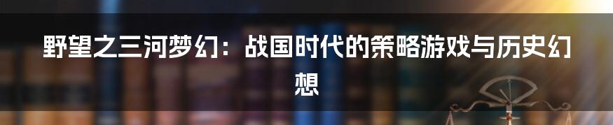 野望之三河梦幻:战国时代的策略游戏与历史幻想
