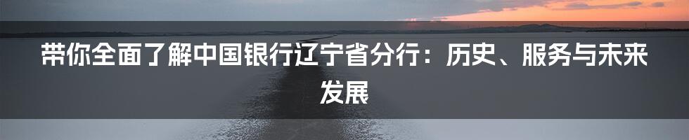 带你全面了解中国银行辽宁省分行:历史、服务与未来发展