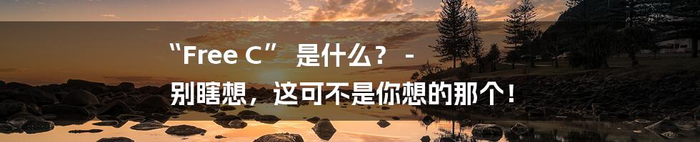 “Free C” 是什么? - 别瞎想,这可不是你想的那个!