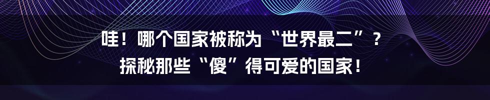 哇!哪个国家被称为“世界最二”? 探秘那些“傻”得可爱的国家!