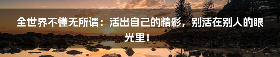 全世界不懂无所谓:活出自己的精彩,别活在别人的眼光里!