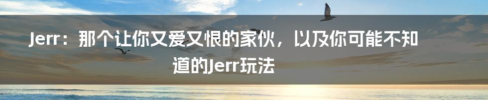 Jerr:那个让你又爱又恨的家伙,以及你可能不知道的Jerr玩法
