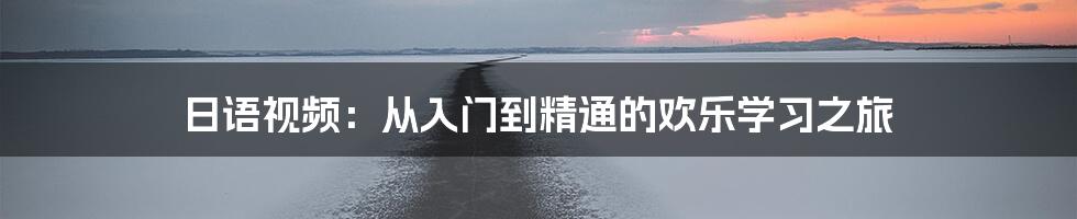 日语视频:从入门到精通的欢乐学习之旅