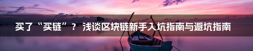 买了“买链”？ 浅谈区块链新手入坑指南与避坑指南