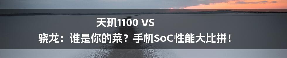 天玑1100 VS 骁龙:谁是你的菜?手机SoC性能大比拼!