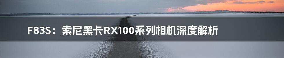 F83S:索尼黑卡RX100系列相机深度解析