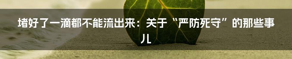 堵好了一滴都不能流出来:关于“严防死守”的那些事儿