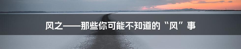 风之——那些你可能不知道的“风”事