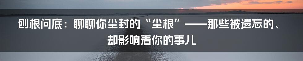 刨根问底:聊聊你尘封的“尘根”——那些被遗忘的、却影响着你的事儿