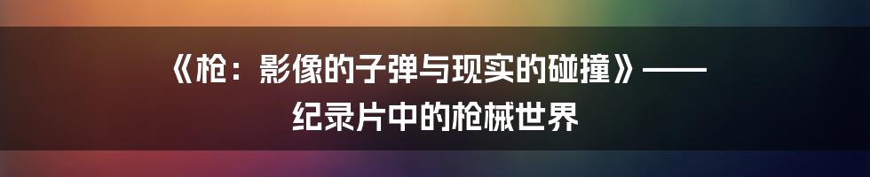 《枪:影像的子弹与现实的碰撞》—— 纪录片中的枪械世界